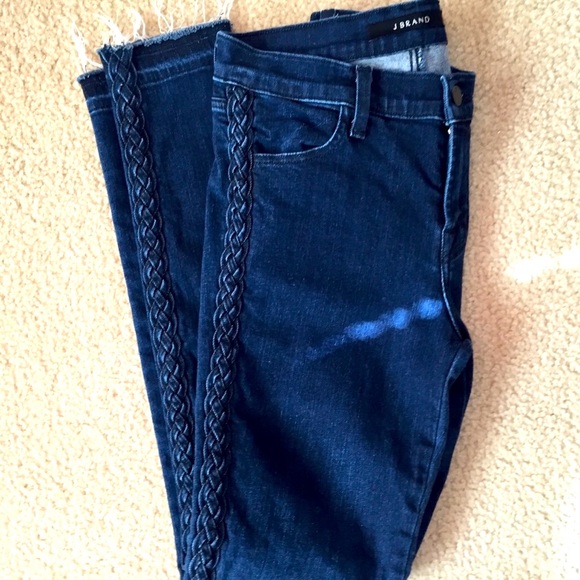 J Brand Super Skinny Mid-Rise Jean with braid - Picture 3 of 11